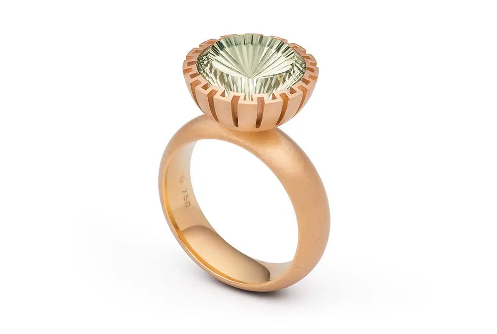 Goldring mit Edelstein Schmuckserie Umbrello 3D-Druck Schmuck von Grote contraste - Goldschmied Köln Jutta Grote Goldschmiedemeisterin Schmuck Köln