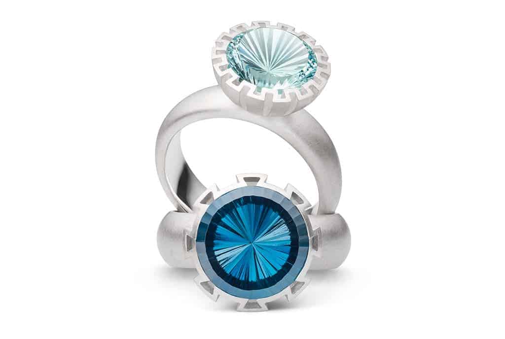 Silberring mit Edelstein Schmuckserie Umbrello 3D-Druck Schmuck von Grote contraste - Goldschmied Köln Jutta Grote Goldschmiedemeisterin Schmuck Köln