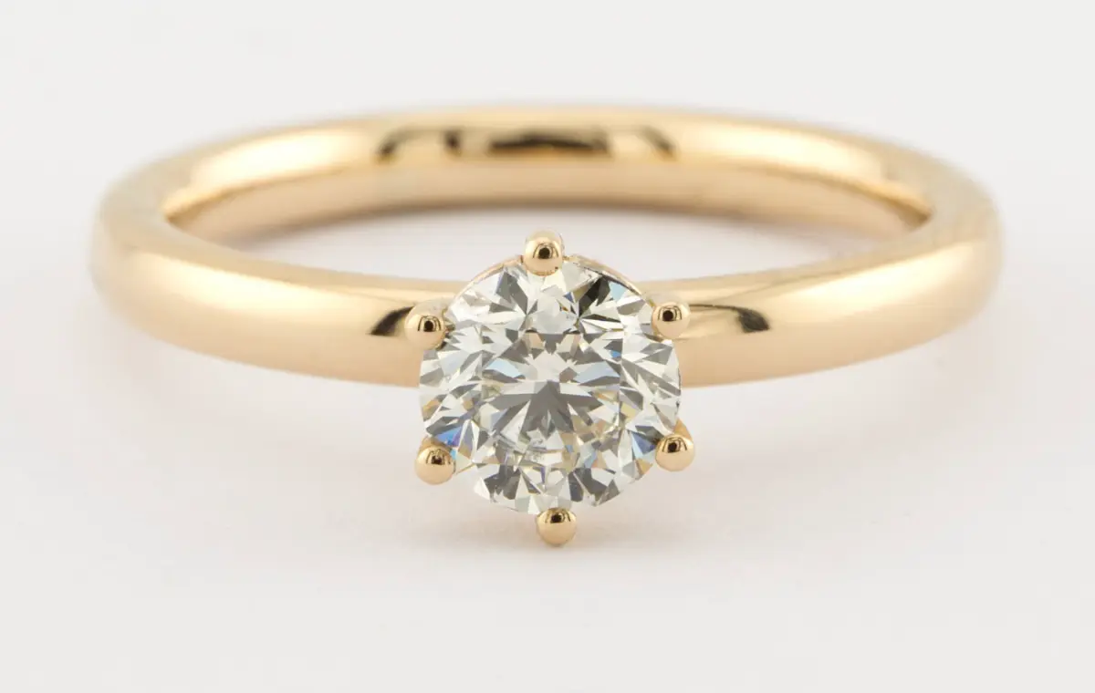 Verlobungsring 750er Gelbgold mit Brillanten Krappenfassung Grote contraste Goldschmiede Köln